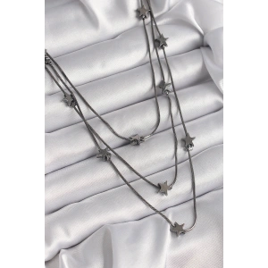 Pirinç Füme Renk 3Lü Yıldız Model Kadın Kolye