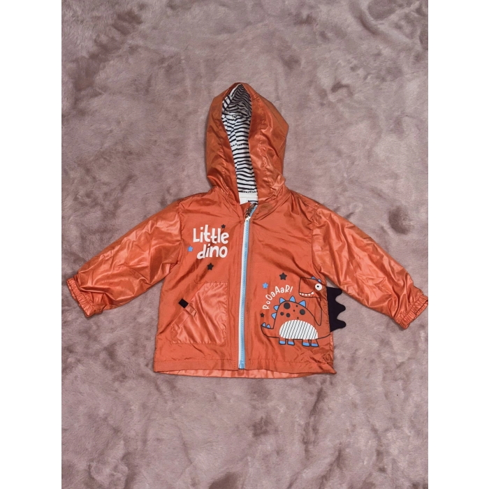 1-5 yaş erkek çocuk kapşonlu baskılı astarlı mont turuncu