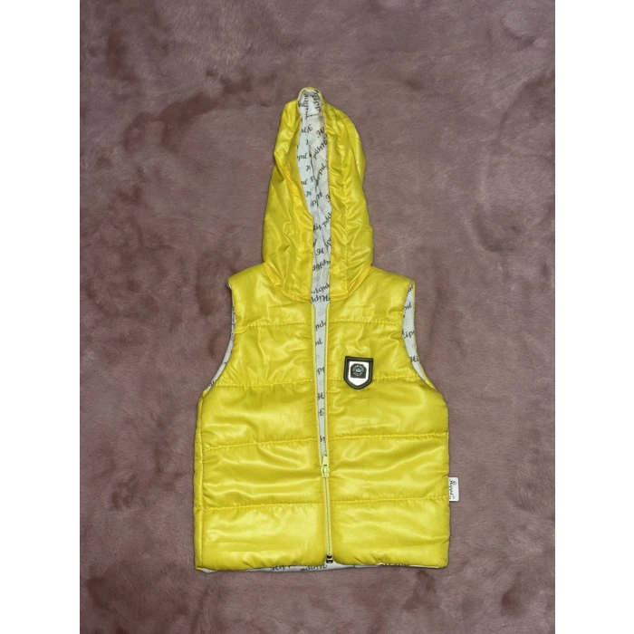 1-6 yaş kapşonlu şişme yelek erkek çocuk sarı