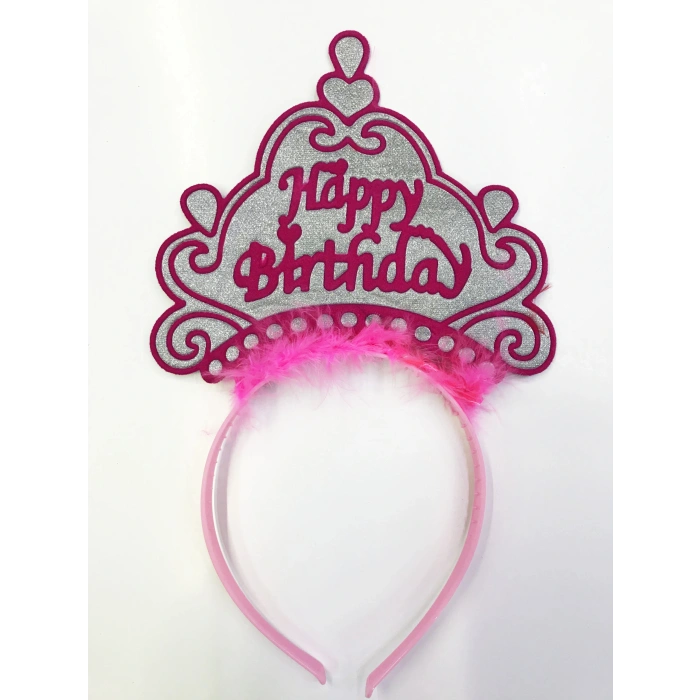 Happy Birthday Yazılı Neon Renk Taç 12 Adet (5047)