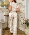 Bella Notte Bahar Esintisi  Pamuklu  Çiçek Desenli  Kısa Kolu Pijama Takımı 7139