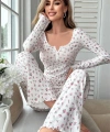 Bella Notte Ekru Sonbahar Romantizmi Uzun Kollu Pijama Takımı 7020