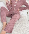 Bella Notte Gül Kurusu Kurdale Detaylı Uzun Kollu Pijama Takımı 7159