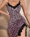 Bella Notte Leopar Askılı Dantel Ve Yırtmaç Detaylı Gecelik 15915