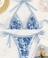 Bella Notte Mavi Desenli Üçgen Bikini Set M-9003