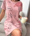 Bella Notte Pembe Flamingo Desenli Kadın Gecelik- Uyku Elbisesi 15726