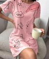 Bella Notte Pembe Flamingo Desenli Kadın Gecelik- Uyku Elbisesi 15726