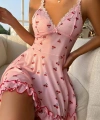 Bella Notte Pembe Kiraz Desenli Askılı Gecelik 15565