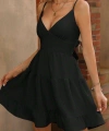 Bella Notte Siyah Askılı Sırt Dekolteli Yazlık Elbise E-5500