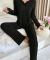 Bella Notte Siyah Uzun Kollu Mevsimlik Pijama Takımı 7127