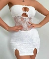 Beyaz Dantel İşlemeli Göğüs Dekolteli Seksi 5081
