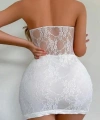Beyaz Dantel İşlemeli Göğüs Dekolteli Seksi 5081