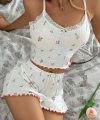Kadın Çiçek Desenli Dantel Askılı Şortlu Pijama Takımı 5235