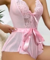 Kadın  Kontrast Dantel Kemerli Teddy Body Gecelik 2118