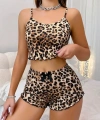 Kadın Leopar Desenli Askılı Şortlu Pijama Takımı 5239