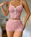 Kadın Pembe Kalpli Askılı Şortlu Pijama Takım 5009