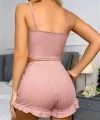 Kadın Pudra Dantel Detaylı Şortlu Gecelik Pijama Takımı 5015