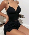 kadın siyah şortlu gecelik takım 5016