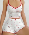 Kadın Vişne Desenli Dantel Askılı Şortlu Pijama Takımı 5193