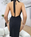 Siyah Seksi Elbise Zincirli 5045