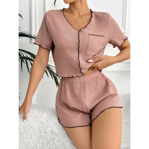 Bella Notte Gül Kurusu Cep Detaylı Şortlu Pijama Takım 7591