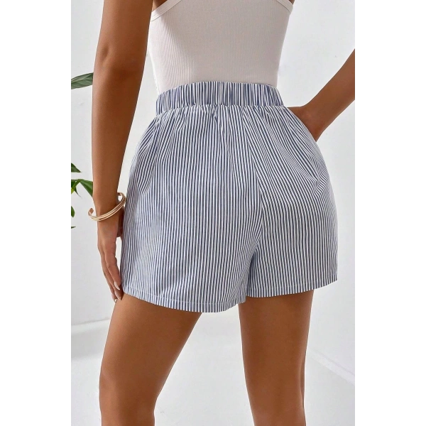 Bella Notte Mavi Çizgili Desenli Lastikli Şort 7562