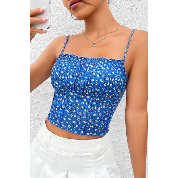 Bella Notte Saks Çiçek Bahçesi Askılı Crop B-5504