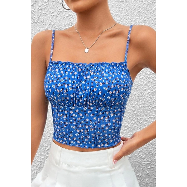 Bella Notte Saks Çiçek Bahçesi Askılı Crop B-5504