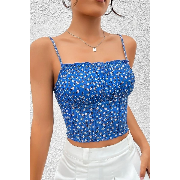 Bella Notte Saks Çiçek Bahçesi Askılı Crop B-5504