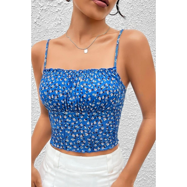 Bella Notte Saks Çiçek Bahçesi Askılı Crop B-5504