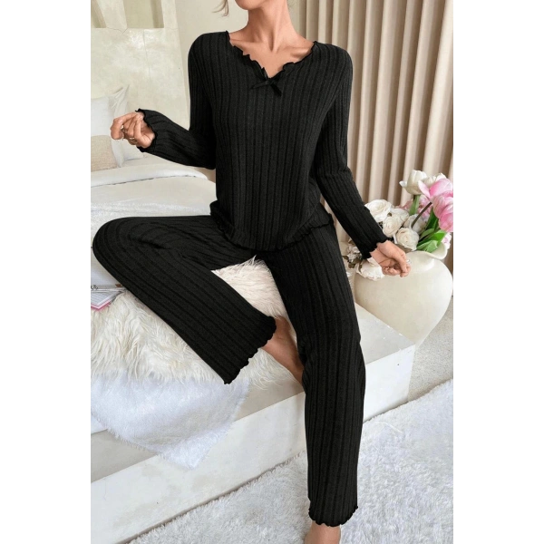 Bella Notte Siyah Uzun Kollu Mevsimlik Pijama Takımı 7127