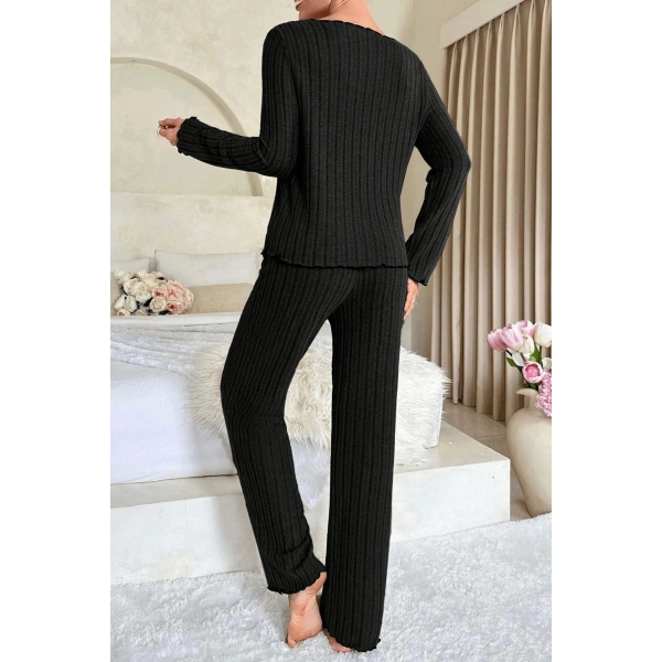 Bella Notte Siyah Uzun Kollu Mevsimlik Pijama Takımı 7127