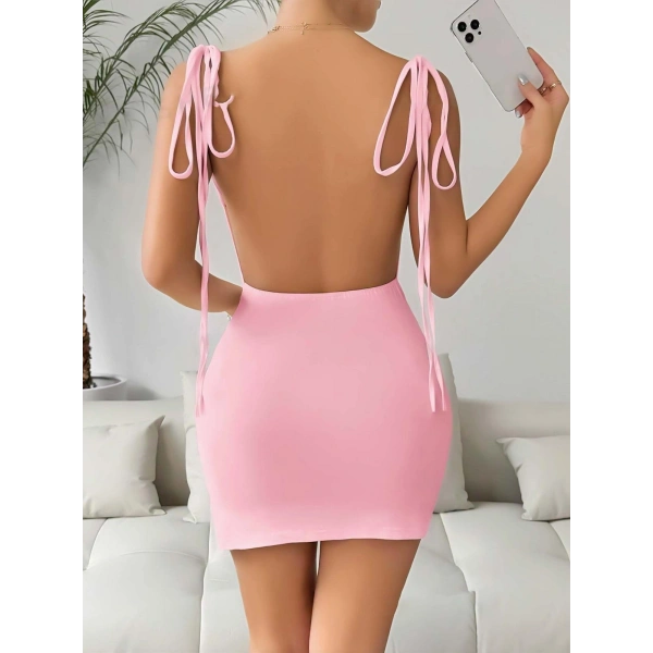 Pembe Fantezi Clup Elbisesi 5034