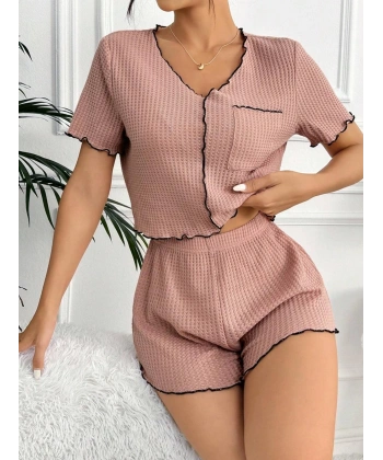 Bella Notte Gül Kurusu Cep Detaylı Şortlu Pijama Takım 7591