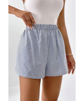 Bella Notte Mavi Çizgili Desenli Lastikli Şort 7562
