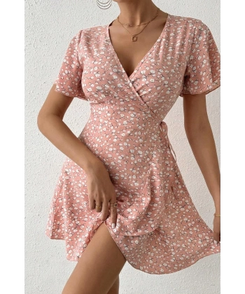 Bella Notte Pembe Yazın Rüyası Mini Elbise E-5503