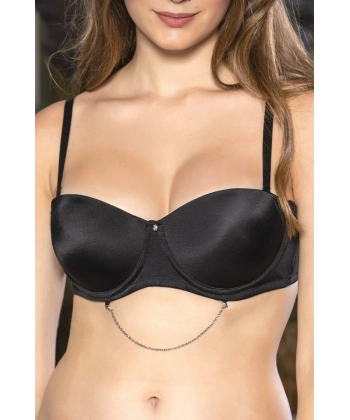 Siyah Zincir Detaylı Askısı Çıkarılabilir Push-Up Sütyen, Kadın İç Giyim