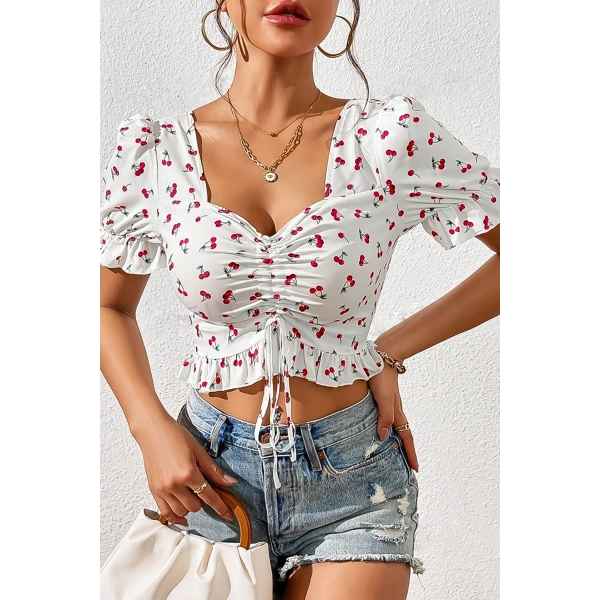 Bella Notte Beyaz Kiraz Fırtınası Crop B-5505