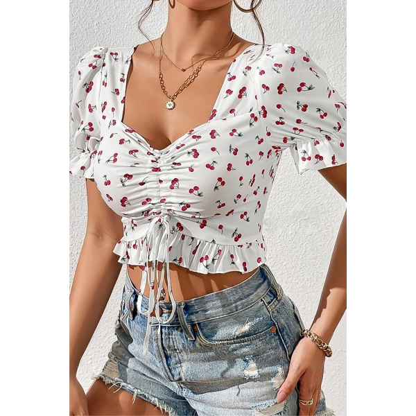 Bella Notte Beyaz Kiraz Fırtınası Crop B-5505