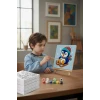 Kızaklı Penguen Temalı Çocuk Boyama Tuvali – Şövaleli Eğitici Boyama Seti 20x20 cm