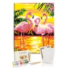Sayılarla Boyama Seti 40 x 50 cm Tuval Şasesine Gerili Flamingo Ailesi