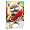 Sayılarla Boyama Seti 40 x 50 cm Tuval Şasesine Gerili Kedi ve Karpuz