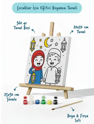 Ramazan Eğitici Boyama Seti Fenerli Çocuklar (Şövaleli)