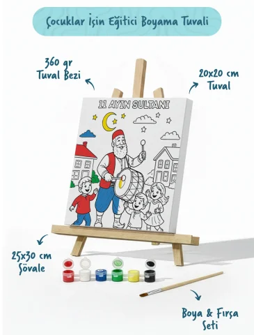Ramazan Eğitici Boyama Seti Davulcu ve Çocuklar (Şövaleli)