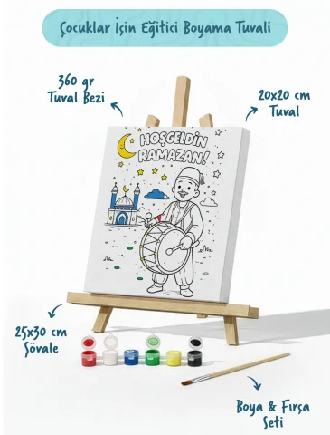 Ramazan Eğitici Boyama Seti Davulcu ile Hoş Geldin Ramazan (Şövaleli)