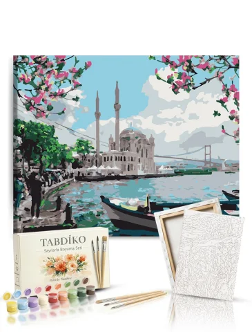 Sayılarla Boyama Seti 40 x 50 cm Tuval Şasesine Gerili Ortaköy Camii