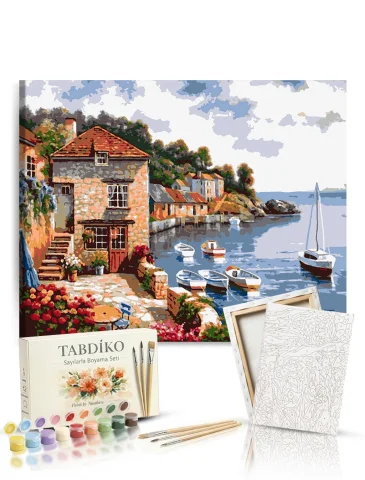 Sayılarla Boyama Seti 40 x 50 cm Tuval Şasesine Gerili Renkli Rıhtım