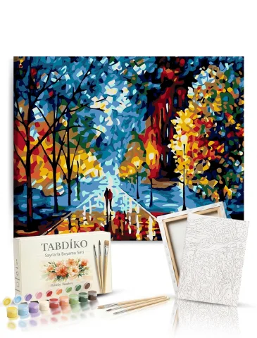 Sayılarla Boyama Seti 40 x 50 cm Tuval Şasesine Gerili Sonbahardan Kalan