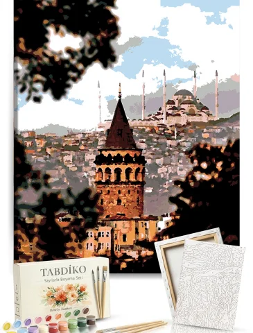 Sayılarla Boyama Seti 40 x 50 cm Tuval Şasesine Gerili İstanbul Güzelleri