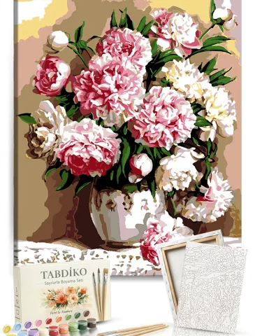 Sayılarla Boyama Seti 40 x 50 cm Tuval Şasesine Gerili Karanfiller